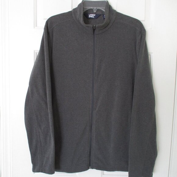 Lands' End Mens L/S Gray Fleece Full Zip Sweater NWOT - Size Medium - Picture 1 of 2